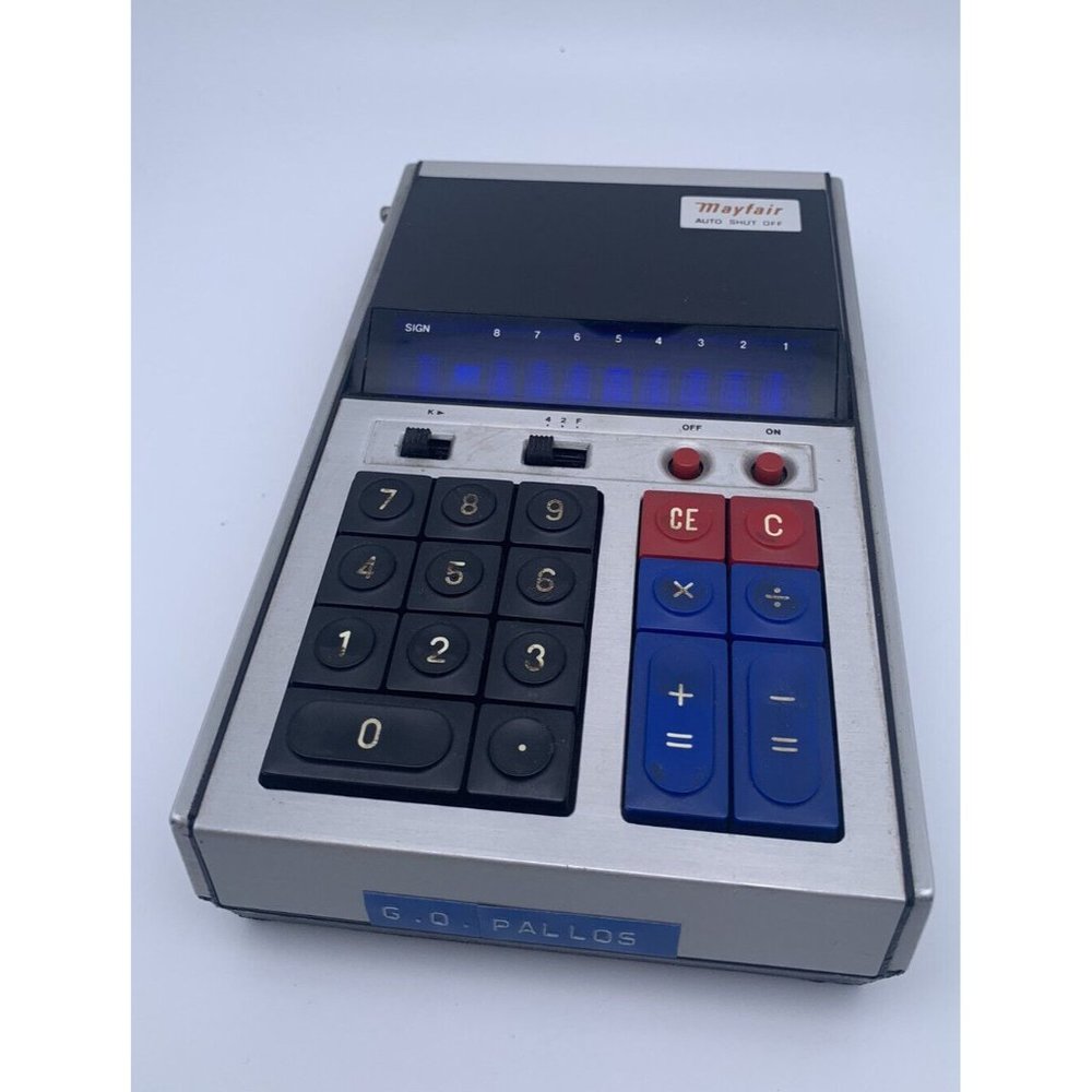 RARE VINTAGE MAYFAIR JAPAN CALCULATOR MODEL NO. 2W01B W CASE , WORKS